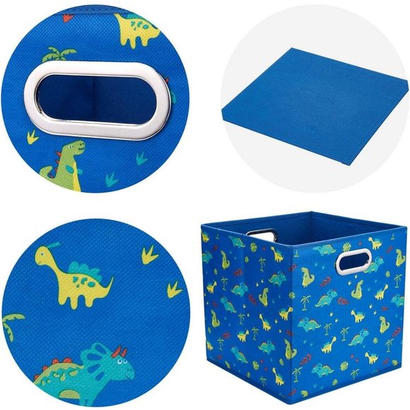 4 Sky-Blue Thick Fabric Drawer Foldable Cubes Organizer with Dual Metal Handles - Picture 4 of 7